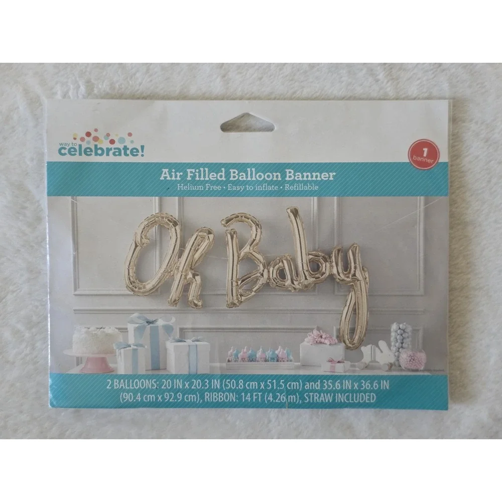 Baby Shower Party Way to Celebrate Oh Baby Balloon Plastic Party Banner 6 Letter